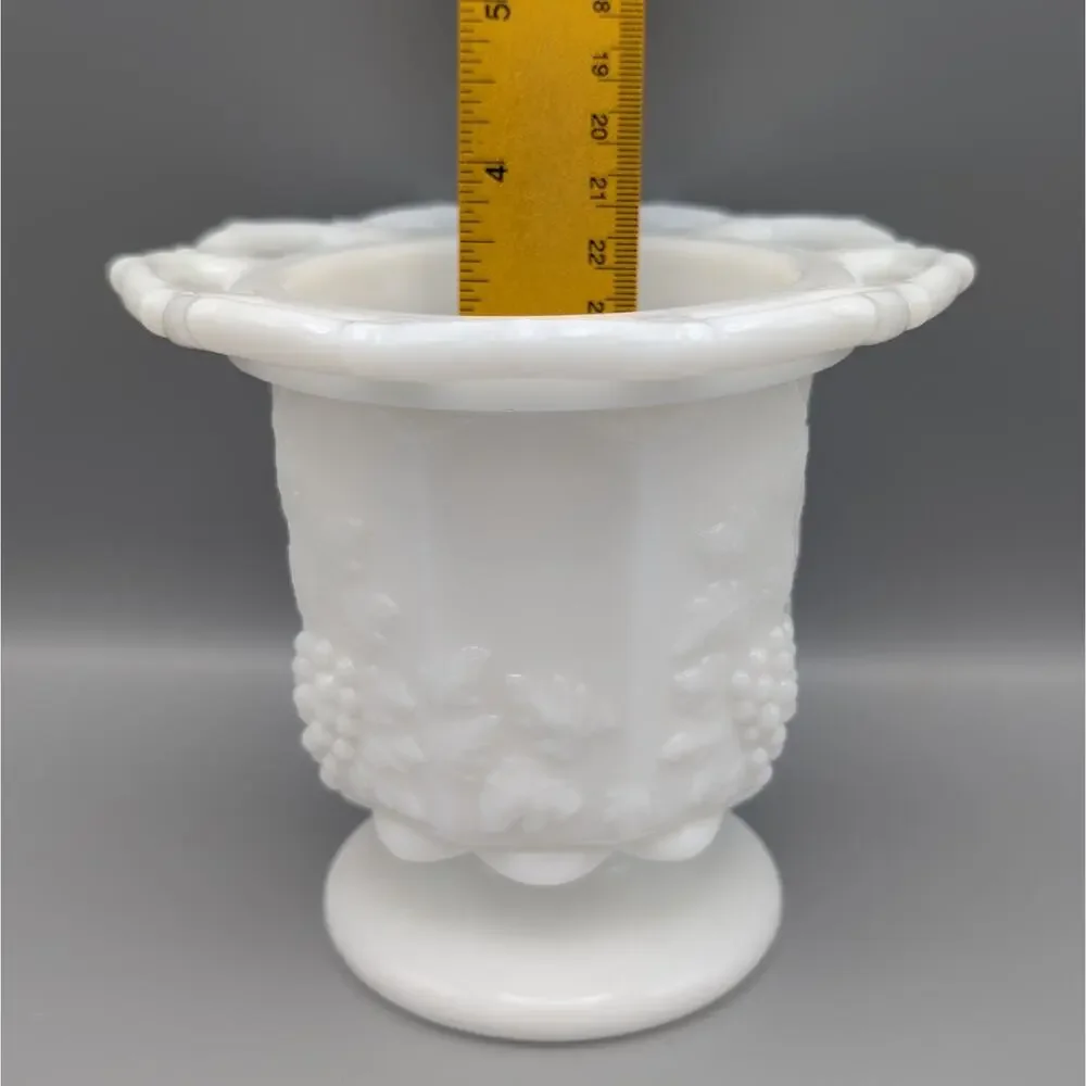 Westmoreland Paneled Grape Milk Glass Lidded Jar Candy Dish Lace Edge